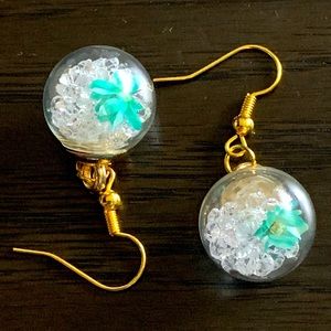 Mint Flower Jewel Earrings